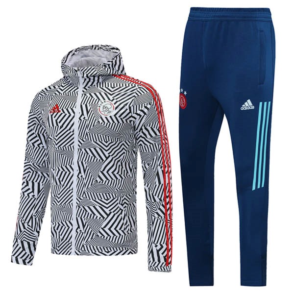 Giacca Calcio a vento Ajax Set Completo 21/22 Bianco Blu